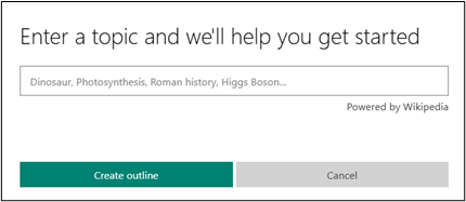 A screenshot of a box when selecting Start from topic